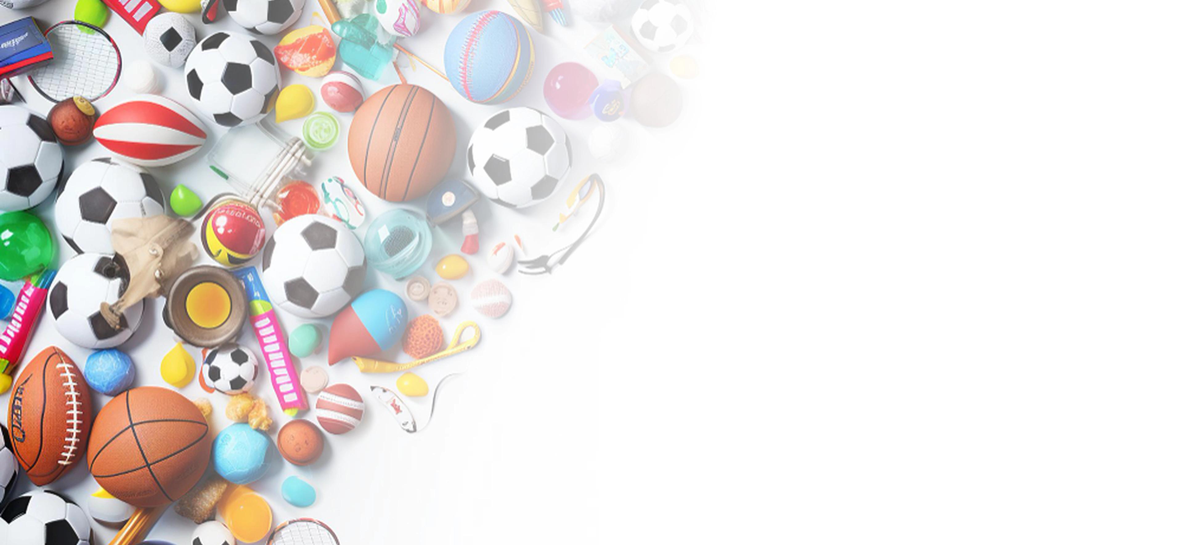 Colorful sports equipment and toys